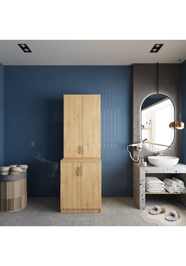 Aspen Çamaşır Ve Kurutma Makinesi Dolabı Banyo Dolabı Meşe Meşe