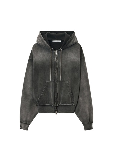 T By Alexander Wang Kristal Detaylı Kısa Kapüşonlu Sweatshirt Gri