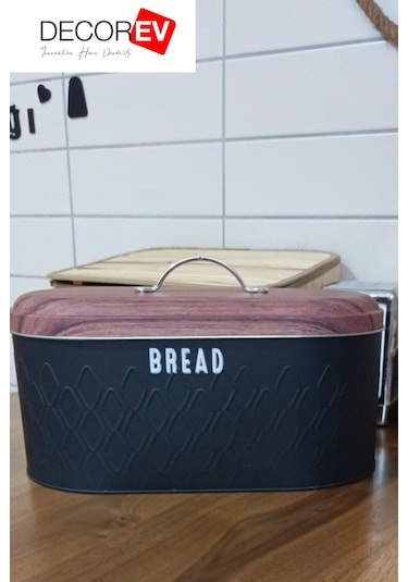 Decorev Metal Ekmeklik Siyah Ekmek Sepeti Saklama Kutusu Siyah
