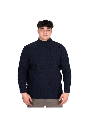 Mode Xl Büyük Beden Erkek Kazak Yarım Balıkçı Yaka Infınıty 24212 Lacivert Lacivert