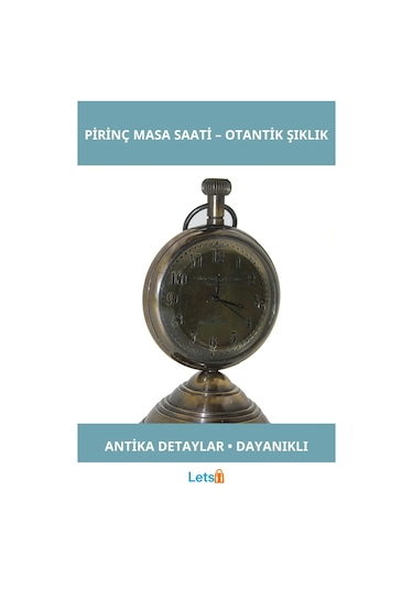 Klasik Pirinç Masa Üstü Antika Saat Çok Renkli