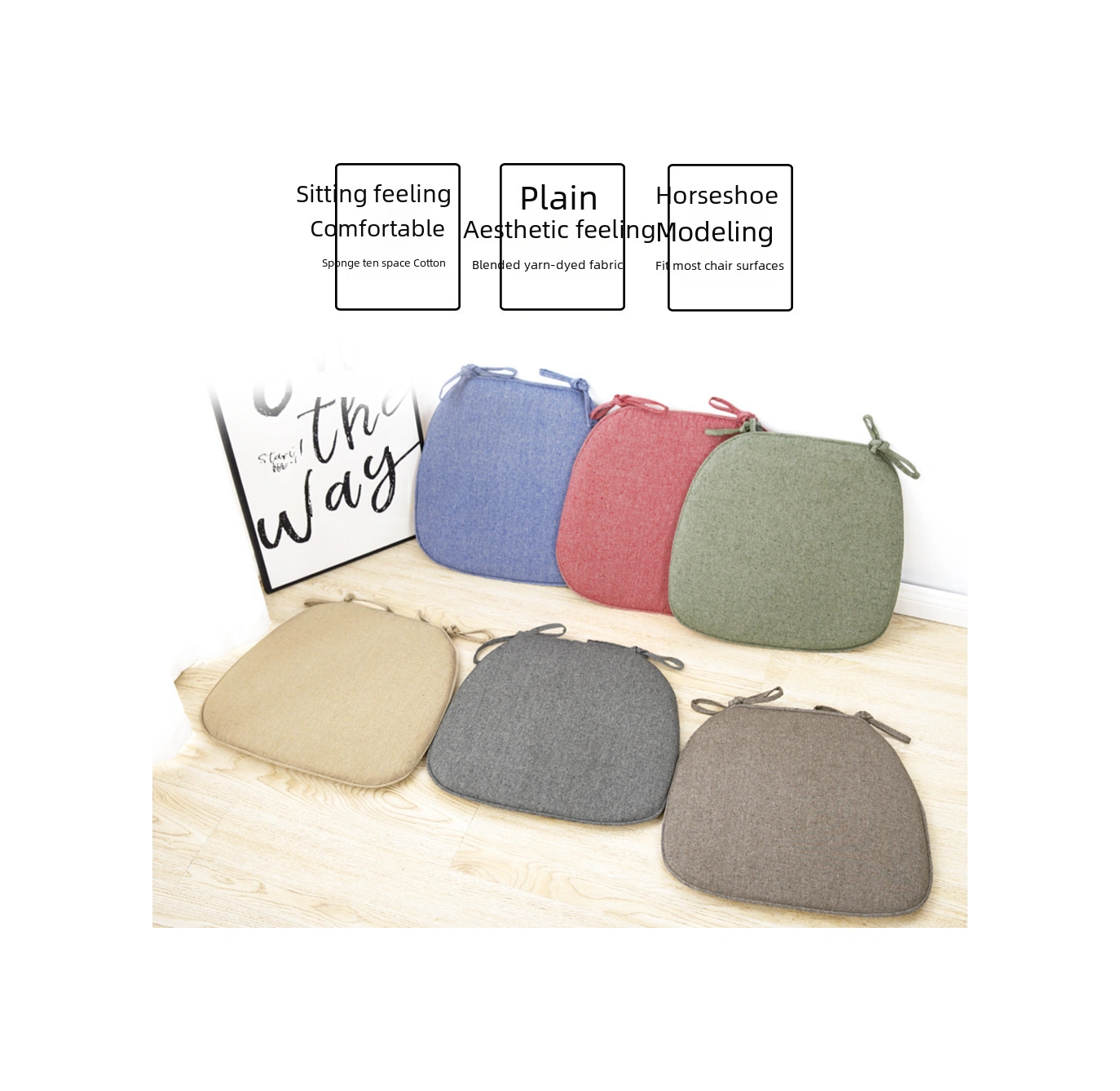 Monyee Yapay Linen透气材质 日本风马蹄形坐垫 43x41x35cm 咖色 聚酯纤维填充 家用餐椅/沙发垫 夏季凉爽 纯色设计 DiğER