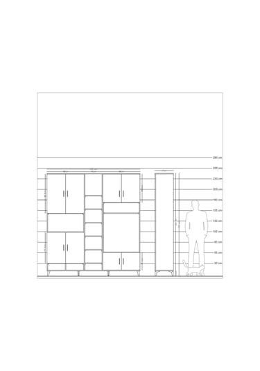 Hyperion Dolap 18 Raflı 8 Kapaklı Tek Askılı 220x44x243 Aytaşı-antrasit/antrasit Antrasıt/antrasıt