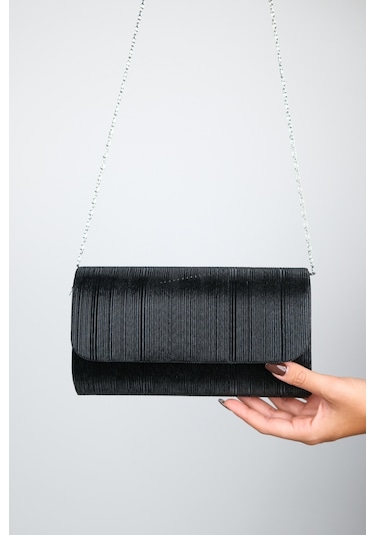 Ago Siyah Çizgili Kadın Abiye Çanta Çok Renkli