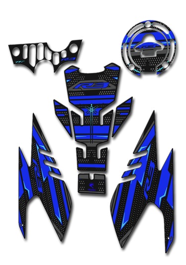 R3 Tank Pad Seti Karbon Mavi