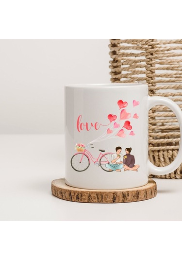 Love Baskılı Kupa Bardak Beyaz