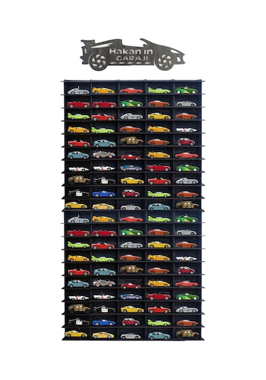 Hobi Araba Rafı Eskitme Siyah Dikey 100 Araçlık Kişiye Özel İsim