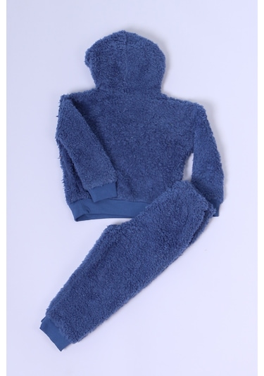 Erkek Bebek Peluş Alt Üst Takım Baskılı D47 Lacivert