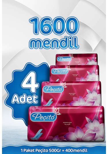 Peçito Elite Çift Katlı Çek-al Mendil 4 x 400'lü