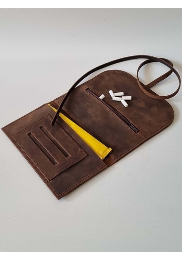 Hakiki Deri Ipli Tütün Kesesi 50gr Pakete Uygun Crazy Acı Kahve Tütün Kesesi