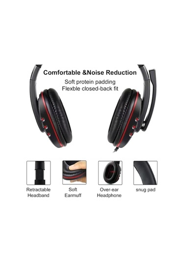 Fastbuy Kubıte T-997 Mikrofonlu Oyun Kulaklığı, 40mm Hoparlör, Ses Kontrolü, Siyah-kırmızı, 1.8m Kablolu