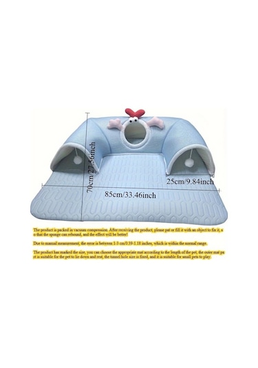 Honeybeeshop Latex Kedi Tüneli Yatak 33.46x27.56inch Monster 3 Açıklıklı Rahat Yaz Matı 1-8kg Kedi Tavşan Hamster İçin Dayanıklı Polyester
