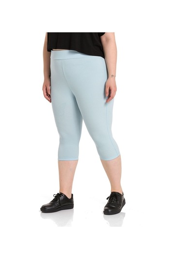 Büyük Beden Fitilli Karyoka Dikişli Diz Altı Bebe Mavi Tayt