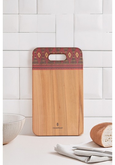 Yekpare Masif Ahşap Sunum Kesme Tahtası Desenli Kayın Medium 7