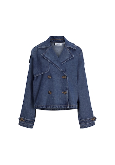 Jack & Jones Kadın Kısa Denim Trençkot - Carlie - 12269054 Medium Blue Denim Çok Renkli