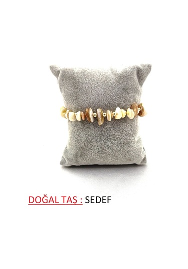 Kırık Doğal Taş Ayarlanbilir Bileklik Bej
