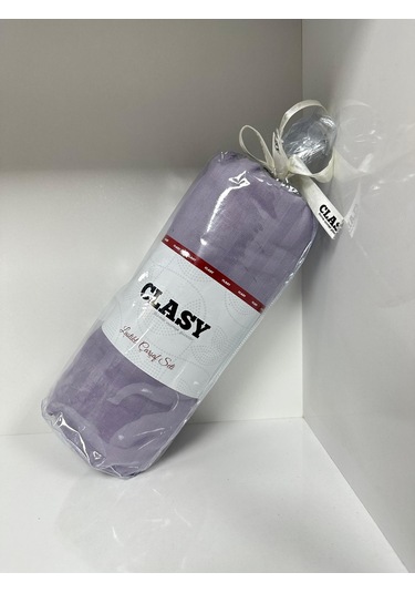 Clasy Ranforce Lastikli Çarşaf Seti Tek Kişilik Çizgili Düz Mor Çok Renkli