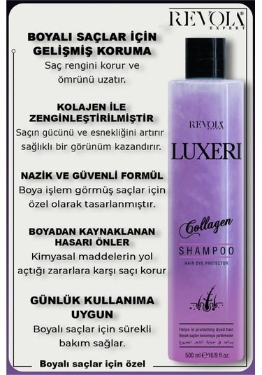 Revola Luxeri Şampuan Boyalı Saçlar İçin Koruma 500 Ml Kolajen Boyalı