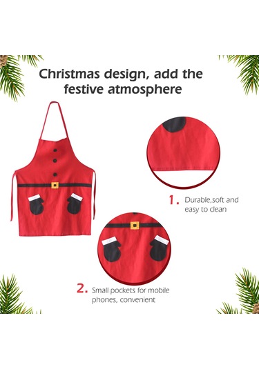 Moveevo Noel Önlüğü - Kış Temalı Pamuklu Mutfak Önlüğü 56x73cm Beyaz