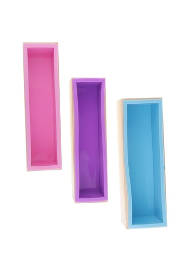 Suntek 3 Parça Dikdörtgen Silikon Sabun Somun Kalıp Ahşap Çok Renkli