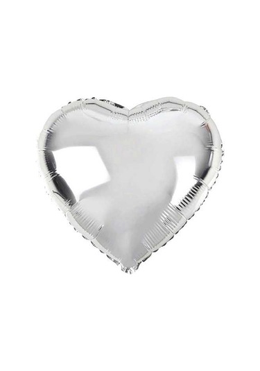 Parti Aksesuar Kalp Şekilli Gümüş Renk Folyo Balon 45 Cm 5 Adet 001
