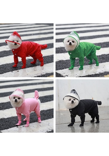 Her Şey Dahil Pet Dört Ayaklı Tek Parça Dış Mekan Su Geçirmez Yağmurluk, Boyut: Xl Kırmızı