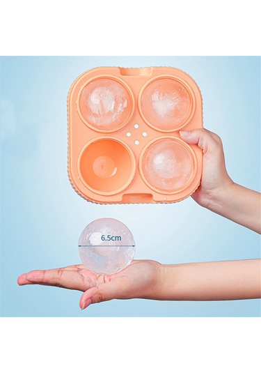 Xurunkeji Buz Topu Makinesi Büyük 6,5 Cm Büyük Yuvarlak Küre Yüksek Toplar Buz Şekli Küp Kalıp Tepsisi Viski Kokteyl Bar Aletleri İçin, Turuncu Turuncu