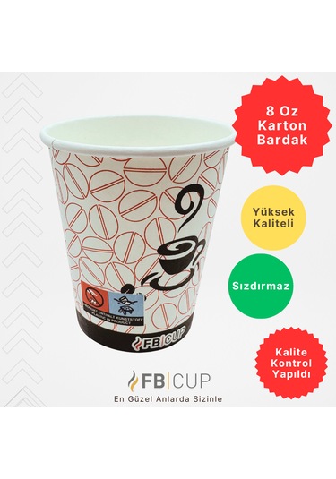 Fb Cup 8 Oz Karton Bardak 1.000 Adet Sızdırmaz