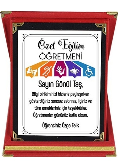 Özel Eğitim Öğretmenine Hediye Isim Baskılı Plaket