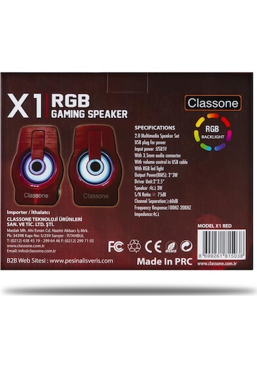 Classone X1 Red Rgb Gaming Hoparlör - Kırmızı