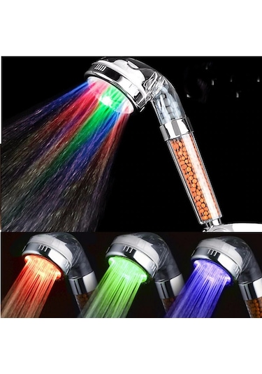 Banyo Keyfi İçin Hortum Askı Rengarenk Enerjisiz Led Işıklı Duş Başlığı Seti Diğer