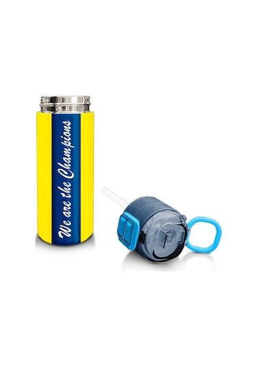 Coral High Kids Sarı Lacivert Çubuklu Pipetli Ve Direkt İçim Çelik Termos 500 Ml 31791