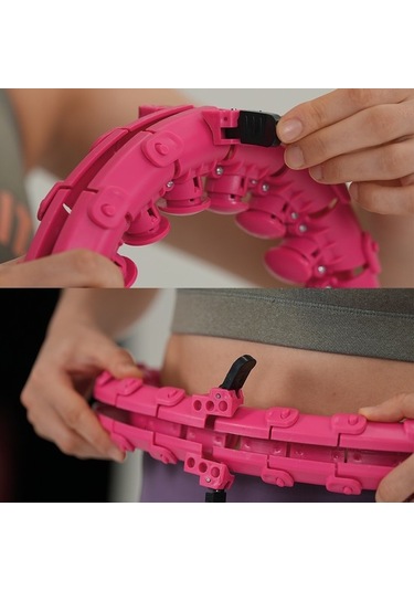 Kochler Masajlı Egzersiz Çemberi - Egzersiz Halkası - Bel Bölgesi Ayarlanabilir - Kondisyon Pembe