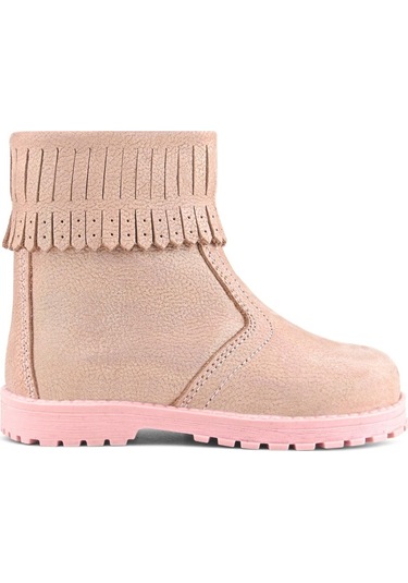 Rakerplus Chiron Hakiki Deri Pembe Simli Fermuarlı Kız Çocuk Bot Çizme Pembe