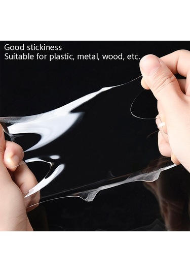 Sones 1x30x3000mm Şeffaf Çift Taraflı Yapışkan Nanotik Bant Suyla Yıkanabilen İz Bırakmayan Bant