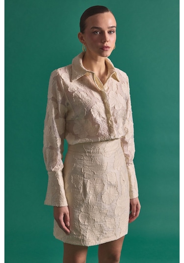 Sateen Belica Gömlek - Bej-137147 bej
