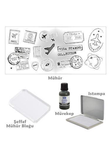 Hobi Mührü, Vintage Seyahat Temalı Şeffaf