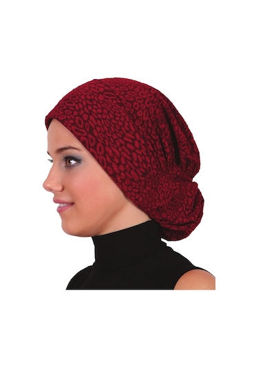 TOPUZLU BROKAR BORDO HAZIR TÜRBAN TESETTÜR BONE Bordo