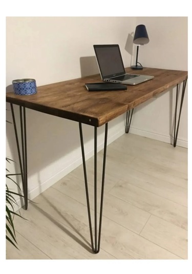 Halevia Metal Firkete Ayaklı Masa. Ceviz  -  Siyah