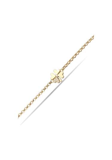 Çgk Çiğdem Gürel Kuyumculuk Yonca Doç Zincirli Altın Bileklik Çok Renkli