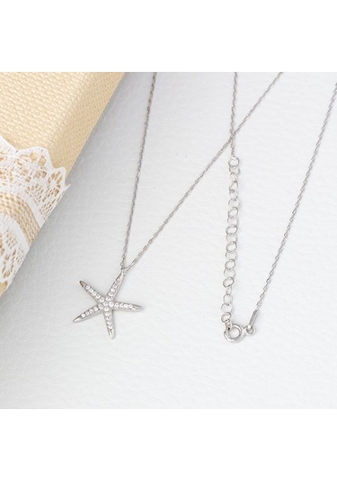 Nagiss Deniz Yıldızı Model Zirkon Taşlı 925 Ayar Gümüş Kadın Kolye Gümüş