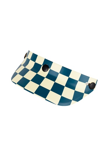 Teltree Retro Motosiklet Kaskı Vizörü - Güneş Koruma, Mavi Beyaz, 3 Kilitli