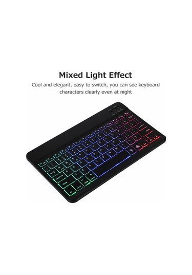 10 İnç Kablosuz Bt Klavye Ultra İnce Şarj Edilebilir Bt Klavye Üç Sistem Uyumlu Karışık Işık Efekti Beyaz