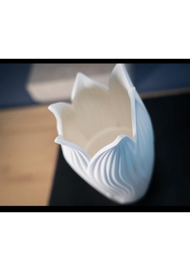 Lotus 3d Modern Tarz Dekoratif Vazo Beyaz