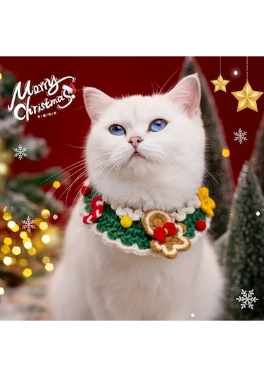 Elmpaly Xs Noelli Kedi Tasması: Noel Baba Şapkalı Ren Geyiği Boynuzlu Yumuşak Kürklü Şal Diğer