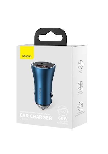 Baseus Golden Contactor Max Araç Şarj Cihazı, Usb + Usb-c, 60w
