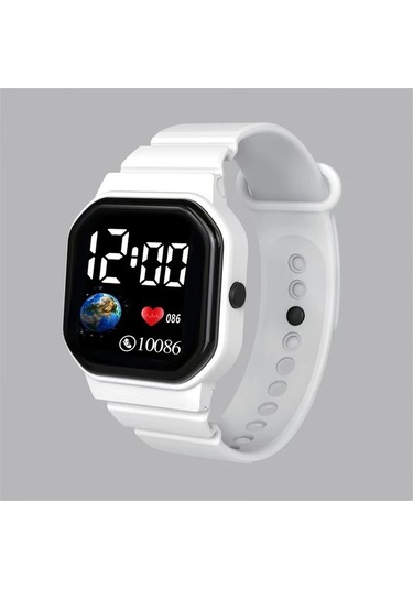 Trendooze Gaojunshop01 Siyah Dijital Erkek Kol Saati - Dünya Harita Kalp Tasarım Siyah