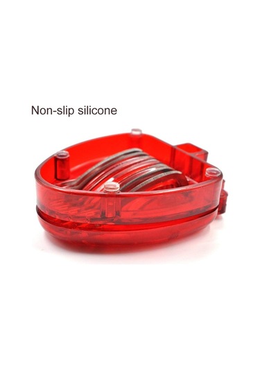 Sones Mutfak Aleti Plastik Çilek Dilimleyici Meyve Bıçağı Paslanmaz Çelik Bıçaklı Kırmızı