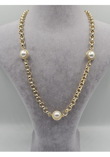 14k Mikron İncili Vintage Kolye Altın