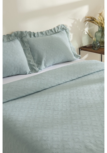 Karaca Home Arya Çift Kişilik Yatak Örtüsü Seti Mavi Mavi